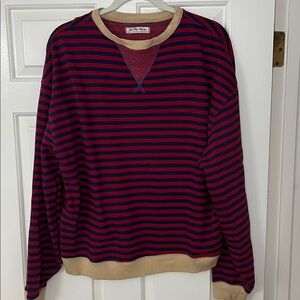We The Free Red and Navy Striped Crewneck thin Sweatshirt